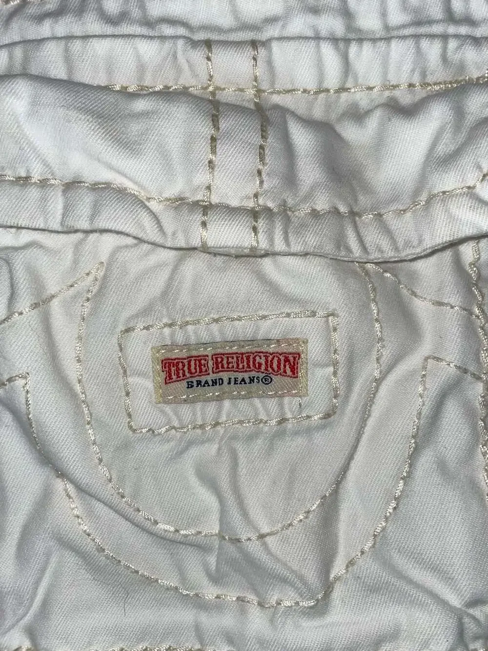 True Religion White Cargo Shorts Size 33 Y2K Utility Skater Streetwear